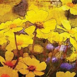 Özverler - Sarı Çiçekler Kanvas Tablo