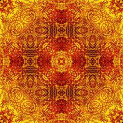 Özverler - Sarı-Kızıl Desenler Kanvas Tablo