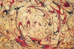 Özverler - Sarı Zeminde Kırmızı Detaylar Ebru Kanvas Tablo