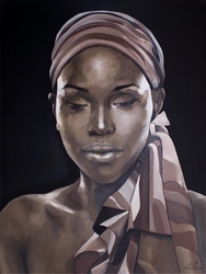 Özverler - Sarıklı Afrikalı Kadın Kabartmalı Tablo