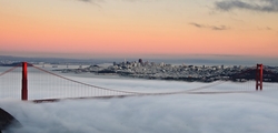 Sis Altında Golden Gate Kanvas Tablo - Thumbnail