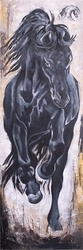 Siyah At Kabartmalı Tablo - Thumbnail