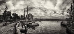 Siyah Beyaz Ortaköy Kanvas Tablo - Thumbnail