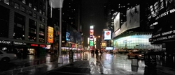 Özverler - Siyah Beyaz Times Square Kanvas Tablo