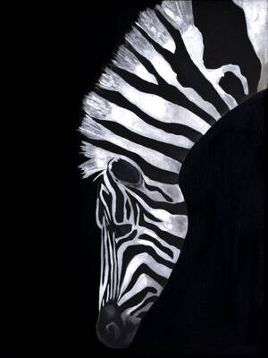Siyah Beyaz Zebra Kabartmalı Tablo