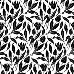 Özverler - Siyah Çiçekler Kanvas Tablo