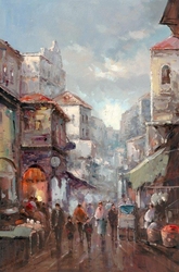 Özverler - Sokakta İnsanlar Kabartmalı Tablo