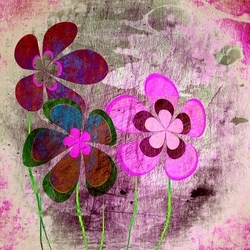 Soyut Pembe Çiçekler Kanvas Tablo - Thumbnail
