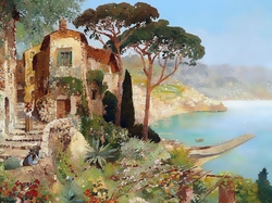 Özverler - Taş Bina ve Deniz Kabartmalı Tablo