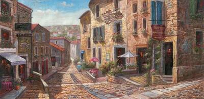 Taş Binalı Sokak Kabartmalı Tablo