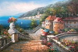 Özverler - Taş Merdivenler Ardında Deniz Kabartmalı Tablo