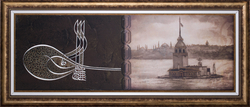 Kız Kulesi ve Tuğra Tablo 55x135cm - Thumbnail
