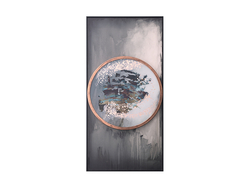 Özverler - Soyut çember detaylı tablo 46x101cm