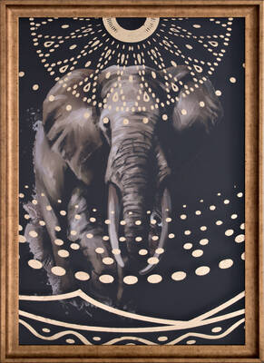 Varaklı Fil Tablo 67x97cm