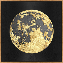 Gold Varaklı Ay Tablo 82x82cm - Thumbnail