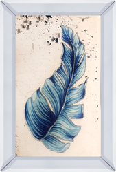 Özverler - İşlemeli Mavi Yaprak Tablo 40x60cm