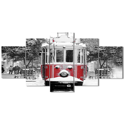 Özverler - Tramvay Beş Parçalı Kanvas Tablo