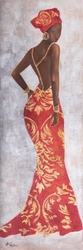 Özverler - Turuncu Elbiseli Afrikalı Kadın Kabartmalı Tablo