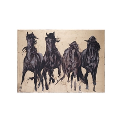 Özverler - Koşan atlar yağlıboya dokulu tablo