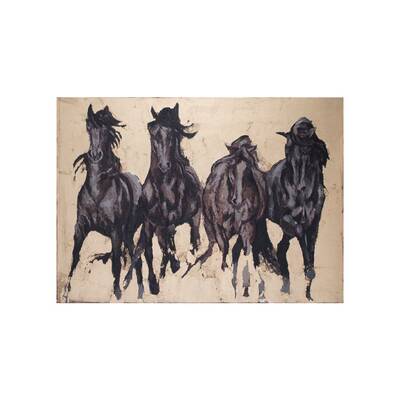 Koşan atlar yağlıboya dokulu tablo