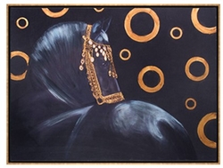 Özverler - Siyah At yağlıboya tablo 94x125cm