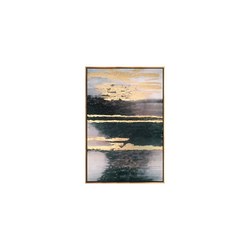 Özverler - Gold Siyah Abstract Yağlıboya Dokulu Tablo