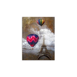 Eyfel ve Balonlar Yağlıboya Dokulu Tablo - Thumbnail