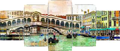 Venedik Beş Parçalı Kanvas Tablo