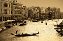 Venedik Sepya Kanvas Tablo - Thumbnail