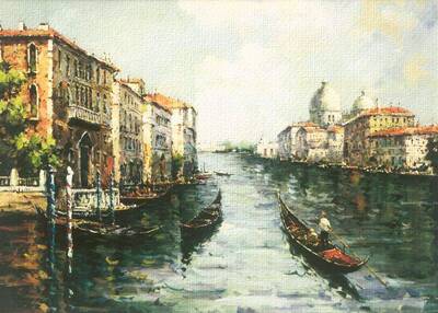 Venedik'te Gondollar Kabartmalı Tablo