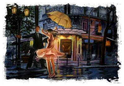 Yağmur Altında Dans Kanvas Tablo