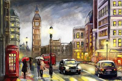 Yağmurlu Londra Kabartmalı Tablo
