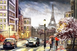 Özverler - Yağmurlu Paris 2 Kabartmalı Tablo