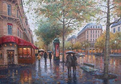 Yağmurlu Paris Kabartmalı Tablo