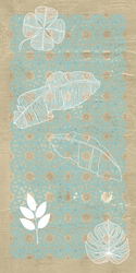 Özverler - Yaprak Detaylı Mavi Örüntü Kanvas Tablo