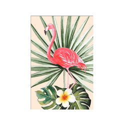 Özverler - Yaprakların Üstünde Flamingo Kanvas Tablo