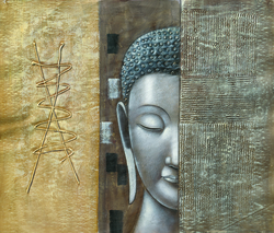 Özverler - Yarım Budha ve Desenler Kabartmalı Tablo