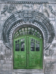Özverler - Yeşil Antik Kapı Kabartmalı Tablo