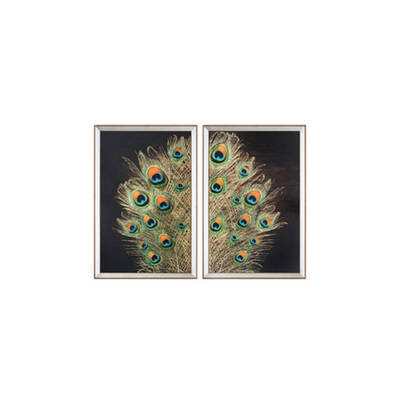 Yeşil Tavus Kuşu İkili Set Tablo 95x130cm